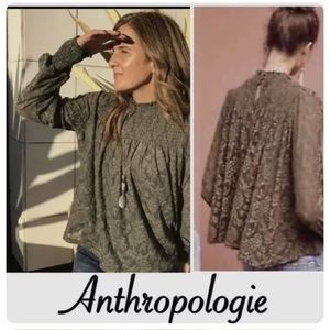Anthropologie Deletta Mock Neck Lace Swing Top
